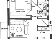 2 Raum Wohnung, 48,6 m², Balkon, Lift, Bad mit Wanne,...