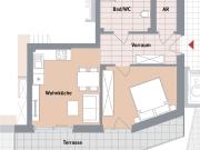 2 Zimmer mit Terrasse in Grünlage