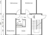 3 Raumwohnung mit Badewanne und Balkon