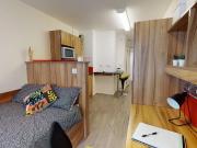 A studio available in CB1 student accommodation