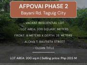 AFPOVAI phase 2 vacant lot 200 sqm
