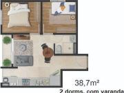 Apartamento 2 dormitórios com varanda a 600m do metrô