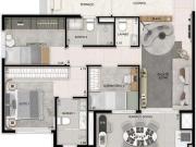 Apartamento 64 m², 2 dormitórios, Suíte, no 25º andar,1...