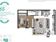 Apartamento 65m² 2 dormitórios sendo 2 suítes Vila...