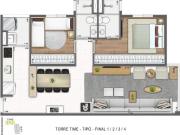 Apartamento 66 m² 2 quartos,1 suíte, 2 banheiros, 1 vaga...