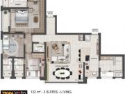 Apartamento a venda 3 suítes 122m2 Brooklin São Paulo SP