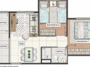 Apartamento bem iluminado, de 2 dois quartos, 1 banheiro...