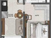 Apartamento no Reserva São Caetano 1Dorm. 800m. av. Goiás