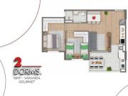 Apartamento com 2 dormitório à venda, 56 m² por R$...