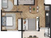 Apartamento com 2 dormitórios, 44m² e varanda, 7 Min. da...