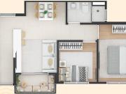 Apartamento com 2 dormitórios e uma vaga de garagem,...