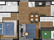 Apartamento com 34m², 2 Dormitórios. 900 m. da Estação...