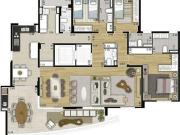 Apartamento de 185 m² com 3 suítes e varanda gourmet e 4...