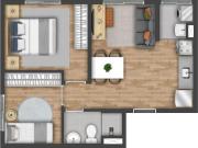 Apartamento Com 41m² 2 dormitórios. 7 min. da estação...