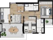 Apartamento com 56,30 m2 2 dormitórios 1 Vaga a venda no...