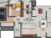 Apartamento com dois dormitórios no Bacacheri