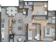 Apartamento de 3 quartos em condomínio clube no Ecoville