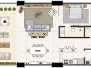 Apartamento para Aluguel com 1 quartos, 68 m² por R$ 6.998