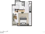 Apartamento pronto 25m² 1 dormitório com varanda | 8...