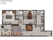 Apartamento pronto com 2 dormitórios à venda, 56 m² por...