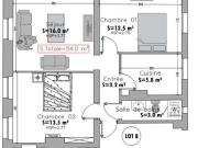 Appartement 3 pièces 54 m²