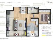 Apto 48,69m2 2 Dorms, Sala, Cozinha, Banheiro, Varanda...