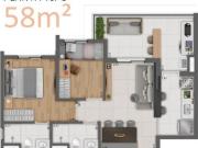 APTO PRONTO MORAR 58m² 2 DORMS c/ VAGA
