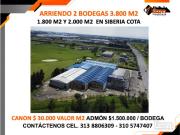 ARRIENDO 2 BODEGAS 3.800 M2 1.800 M2 Y 2.000 M2 EN...