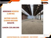 ARRIENDO BODEGA 2.300 M2 CON 700 KVA EN CAZUC CIUDADA...