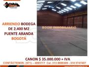 ARRIENDO BODEGA 2.400 M2 PUENTE ARANDA ARRIENDO BODEGA 2.400 M2 PUENTE ARANDA
