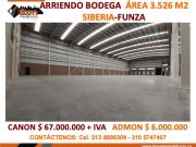 ARRIENDO BODEGA 3.526 M2 SIBERIA FUNZA