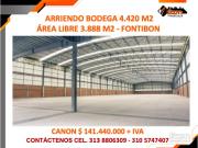 ARRIENDO BODEGA 4.420 M2 AREA LIBRE 3.888 M2 FONTIBÓN