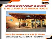 ARRIENDO LOCAL COMIDAS 92 M2 CC. PLAZA DE LAS AMERICAS