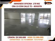 ARRIENDO OFICINA 170 M2 CRA 13 CON CALLE 72 – BOGOTA