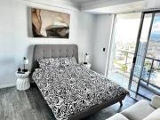 As the sunset in front of this 35th floor apartment the...