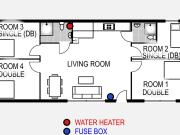 Bed in a bright twin bedroom, in Drimnagh