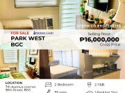 BGC 2 Bedroom at Park West, Taguig, for Sale near The...