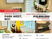 BGC 2 Bedroom at Park West, Taguig, for Sale near The...