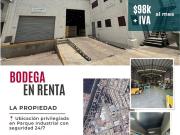 BODEGA EN RENTA, ZONA PARQUE INDUSTRIAL