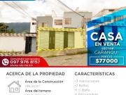 CASA EN VENTA EN CARANQUI CALLE LOS QUITUS, IBARRA