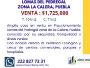 CASA EN VENTA, LOMAS DEL PEDREGAL ZONA LA CALERA,PUEBLA