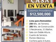 Casa para remodelar en colomos providencia. 285 mts