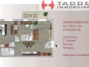 CIVILE ABITAZIONE VIA CARISSIMI NOVOLI trilocale 59mq