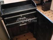 Comptoir noir 2 tiroirs avec tiroir caisse