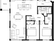 Deal! Baydo Flats West Floor Plan E 2 Bedrooms, 1 Bathroom