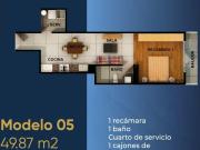Departamento 1 rec en Chapalita 49m2