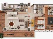 DEPARTAMENTO AMUEBLADO DE 2 RECÁMARAS CON TERRAZA Y...