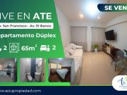 VENTA DEPARTAMENTO DUPLEX URB EL BANCO DE JAVER PRADO ATE