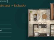 Departamento en venta de una recámara y estudio en...