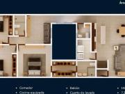 Departamento moderno con balcones y muro verde en...